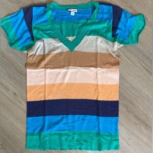 Chris Benz Green and Blue Knit Top 100% Cotton Size Medium